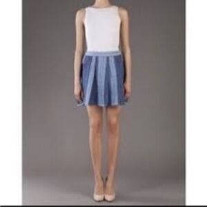 Ace & Jig Skirt Boro Sea Lined Linen Pleat Striped Mini Skirt Blue